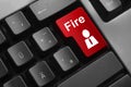 Red keyboard button fire employee dismissal Royalty Free Stock Photo