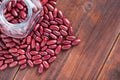 Red kidney bean in glass bottle Royalty Free Stock Photo