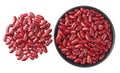 red kidney beans in black bowl isolated on white background. top view Royalty Free Stock Photo