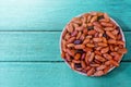 Red Kidney Beans in Bowl Lay on Wooden Table Royalty Free Stock Photo