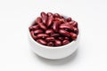Red kidney beans bowl on white background