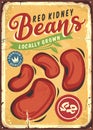 Red kidney beans retro tin sign template