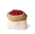 Red kidney beans in the sackcloth bag isolated Royalty Free Stock Photo