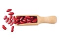 red kidney beans in wooden spoon isolated on white background. top view Royalty Free Stock Photo