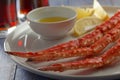 Red king crab legs and beer Royalty Free Stock Photo