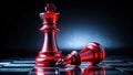 Red King Triumphs in Dramatic Chess Checkmate Over Black Queen A Masterful Display of Strategy and Victory Royalty Free Stock Photo