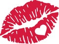 Red kiss lips with heart Royalty Free Stock Photo