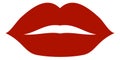 Red kiss mark. Woman lips with bright lipstick