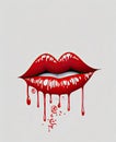 red kiss , strong outline, basic design, no fill, clean background.