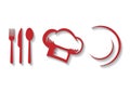 Red Kitchen Chef Icons Vector Flat Design Royalty Free Stock Photo