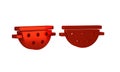 Red Kitchen colander icon isolated on transparent background. Cooking utensil. Cutlery sign.