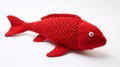 Red Knitted Fish Toy On White Background Royalty Free Stock Photo