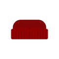 Red knitted hat man isolated. Lumberjack Winter cap