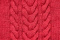 Red knitted texture, craft. Background Royalty Free Stock Photo