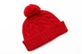 Red knitted wool hat