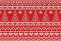 red knitting Christmas vector background snowflakes