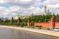 Red Kremlin wall, towers and churches over Moskva river, Russia Royalty Free Stock Photo