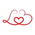 Red L love B with heart vector line work
