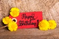 Red Label, Dandelion, English Calligraphy Happy Birthday