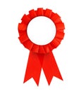 Red label with ribbons. Royalty Free Stock Photo
