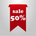 Red label with shadow and the word. Sale. Vector illustration Royalty Free Stock Photo