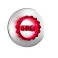 Red Label with text FAQ information icon isolated on transparent background. Circle button with text FAQ. Silver circle Royalty Free Stock Photo