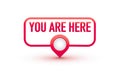 red label you are here pointer locator vector design