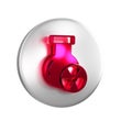 Red Laboratory chemical beaker with toxic liquid icon isolated on transparent background. Biohazard symbol. Dangerous Royalty Free Stock Photo