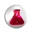 Red Laboratory chemical beaker with toxic liquid icon isolated on transparent background. Biohazard symbol. Dangerous Royalty Free Stock Photo