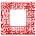 Red Labyrinth on White Background Royalty Free Stock Photo