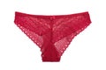 Red lace female panties. Isolate on white Royalty Free Stock Photo