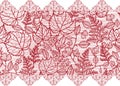 Red lace flowers horizontal seamless pattern Royalty Free Stock Photo