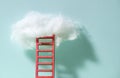 Red ladder to the clouds metaphor. Concept for growth and internet cloud networking