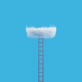 Red ladder to fluffy cloud on blue sky.The way to success concept.3d rendering illustration Royalty Free Stock Photo