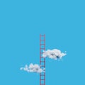 Red ladder to fluffy cloud on blue sky.The way to success concept.3d rendering illustration Royalty Free Stock Photo
