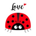 Red lady bug ladybird icon. Love greeting card with heart. Happy Valentines Day. Cute cartoon kawaii funny baby character. Flat Royalty Free Stock Photo