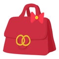 Red lady handbag icon, cartoon style