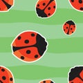 Red ladybirds seamless pattern