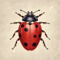 Vintage Ladybug Illustration With Textured Realism