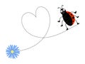 Red ladybug with heart and flower. vector illustration Royalty Free Stock Photo