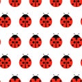 Red Ladybugs and lines cartoon seamless pattern isolated on a white background Royalty Free Stock Photo