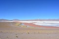 Red lake in Eduardo Alvaroa Natonal Park, Bolivia