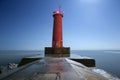 Red Lake Michigan Lighthouse at night Royalty Free Stock Photo