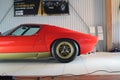 Red Lamborghini Miura SV behind with golden rims and bottom Royalty Free Stock Photo