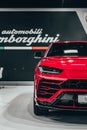 Red Lamborghini Urus on the car show