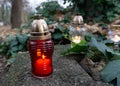 cemetery lantern autumn still life