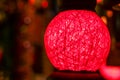 Red lamp in street shop in front of Curzon hall in Dhaka University