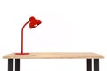 Red lamp on the wooden table. Royalty Free Stock Photo