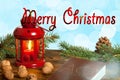 Red Lanter and Writing Marry Christmas Royalty Free Stock Photo