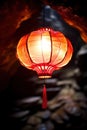 a red lantern from a ceiling Royalty Free Stock Photo